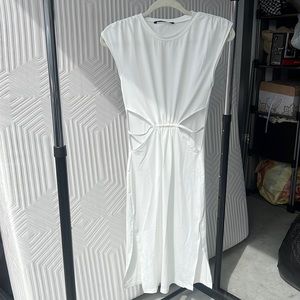 Sexy white cutout midi dress